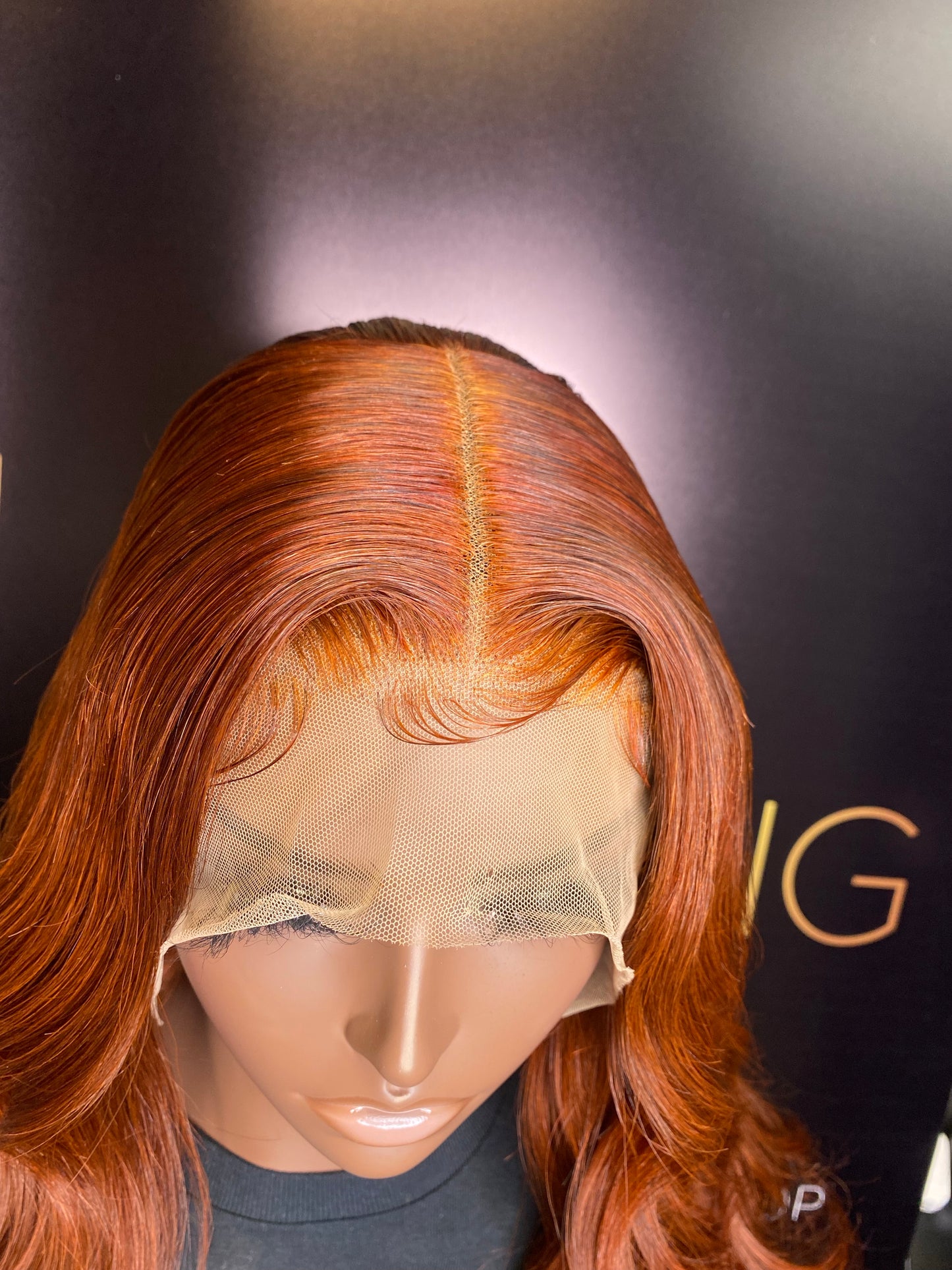 22 INCH DEEP BURNT ORANGE FRONTAL LACE WIG