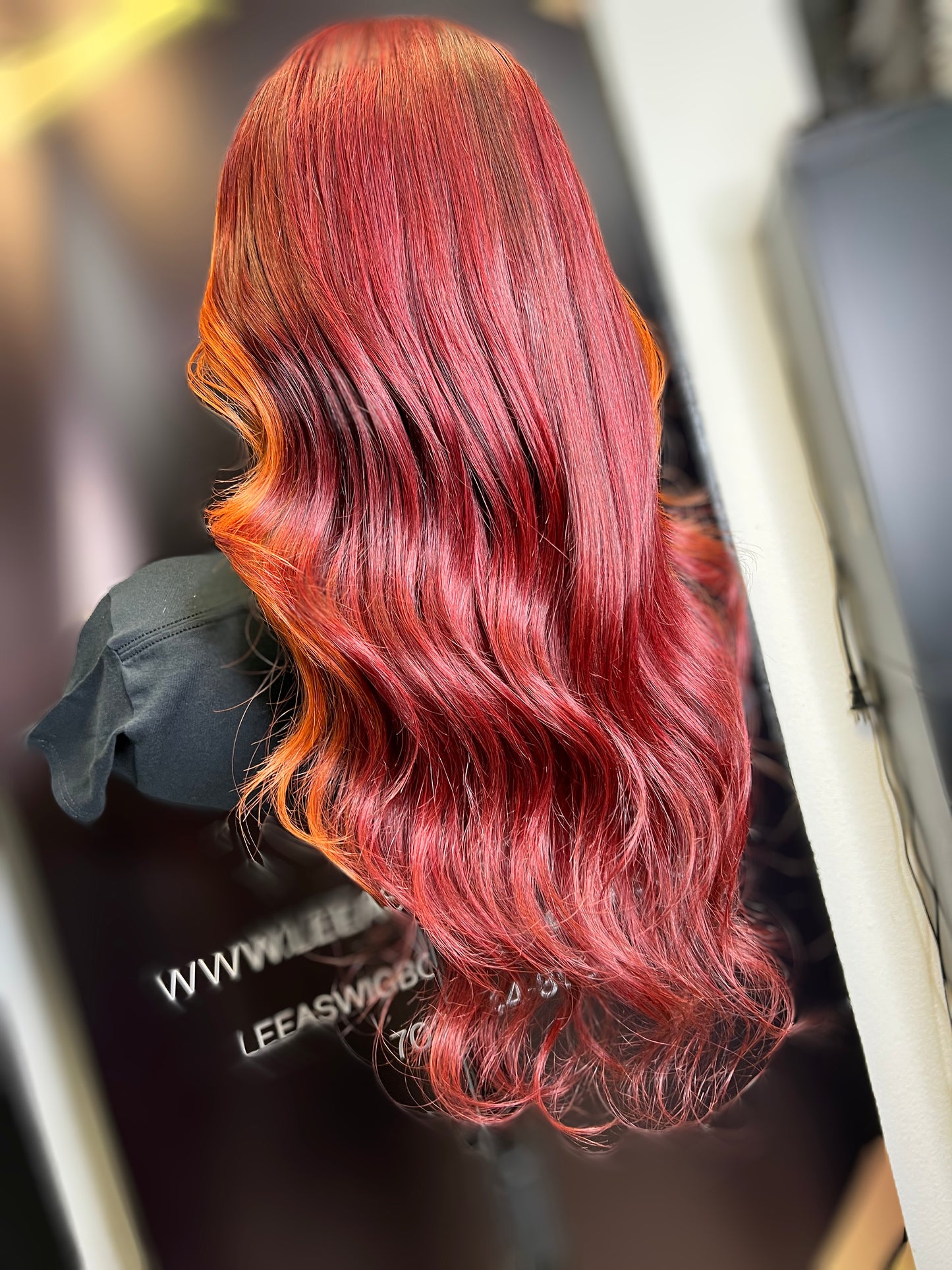 LACE FRONTAL WIG ORANGE STRIPE/ BURGUNDY 20 INCH