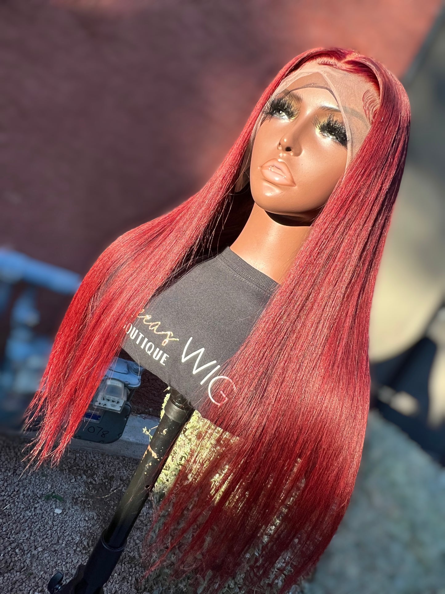 24 INCH LACE FRONTAL WIG BURGUNDY