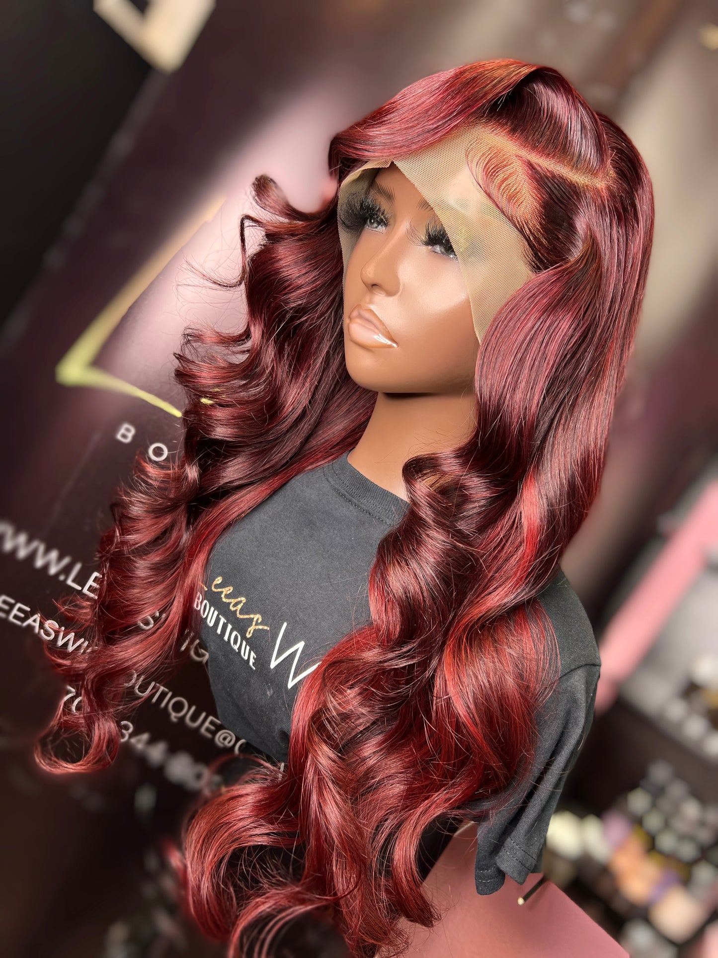24 INCH FRONTAL LACE WIG BURGUNDY OMBRÉ WIG
