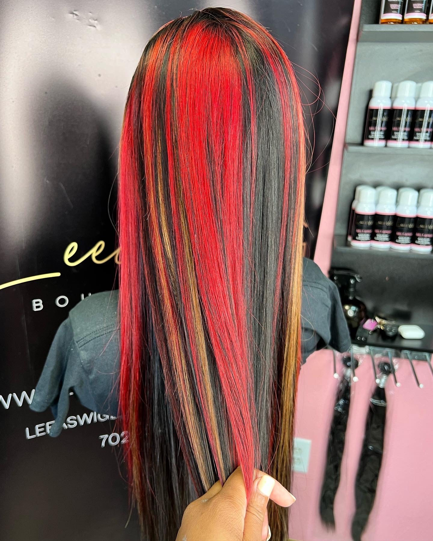 HD 24 INCH HIGHLIGHTS RED/ BLONDE/ BLACK STRIPE FRONTAL LACE WIG