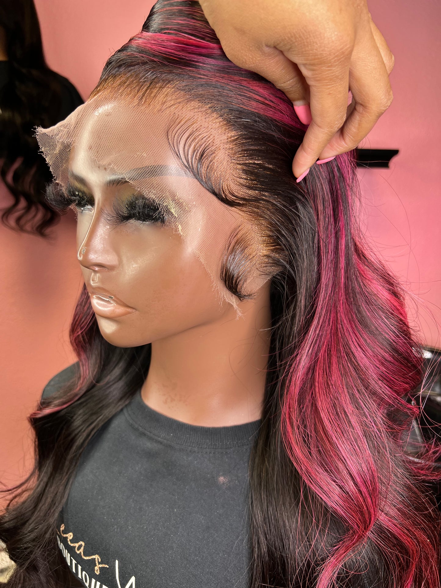 22 INCH HD LACE FRONTAL PINK HIGHLIGHTS WIG