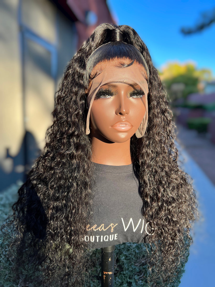 WATER WAVE HALF UP HALF DOWN LACE FRONTAL WIG 22 INCHES Styles