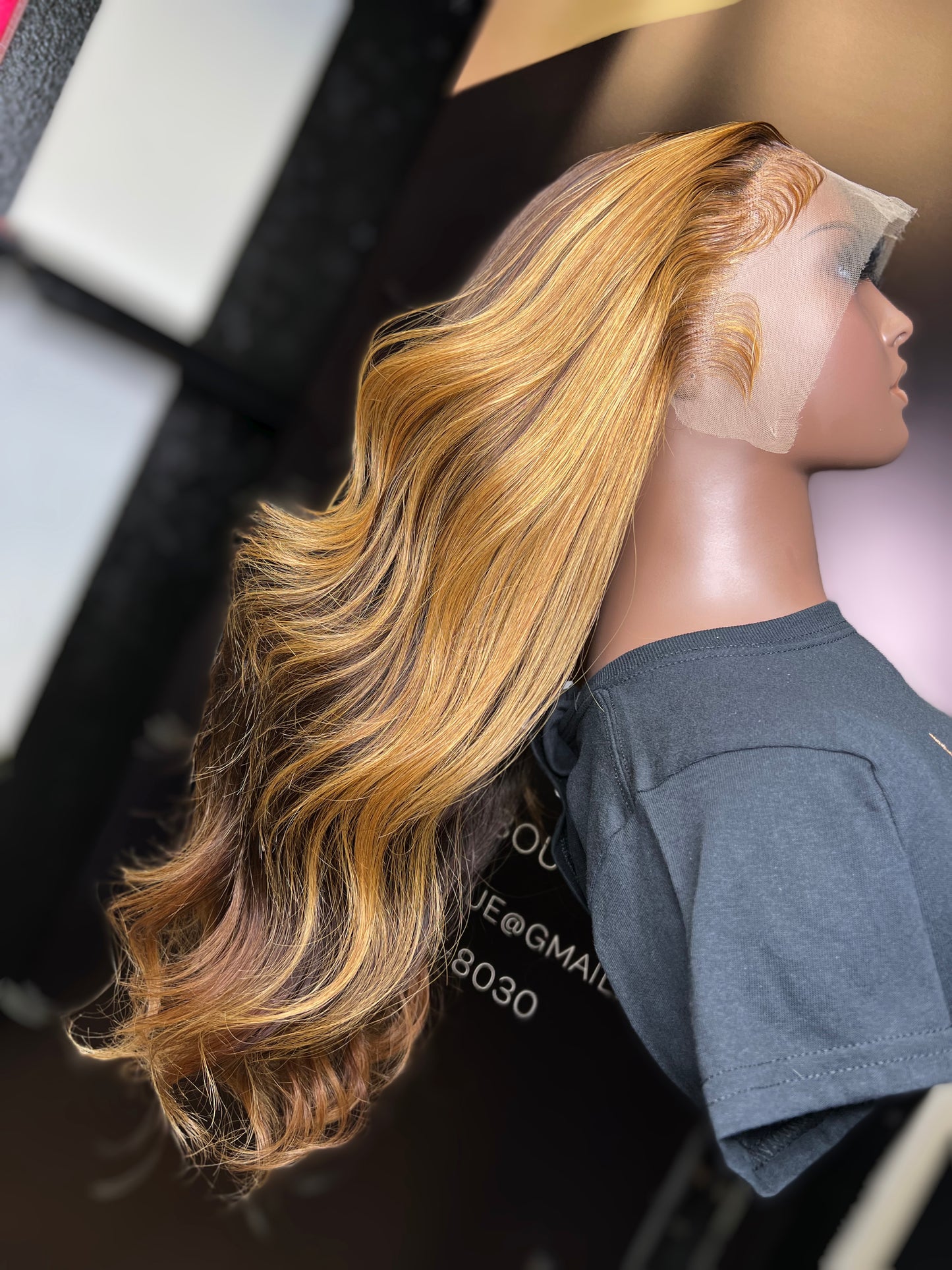 HD LACE FRONTAL WIG BLONDE STRIPE/ CHOCOLATE OMBRÉ 22 Inch