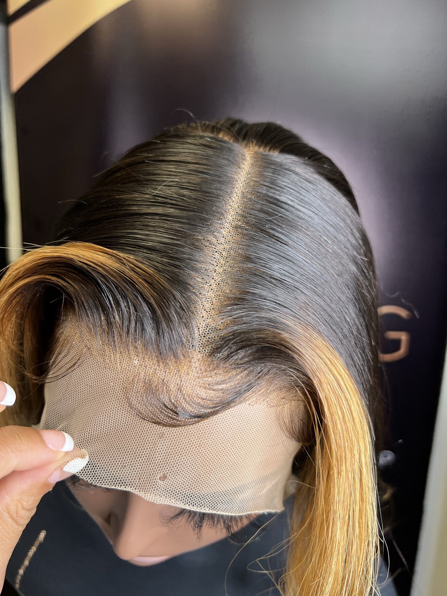 26 INCH FRONTAL LACE WIG BLONDE STRIPE OMBRE