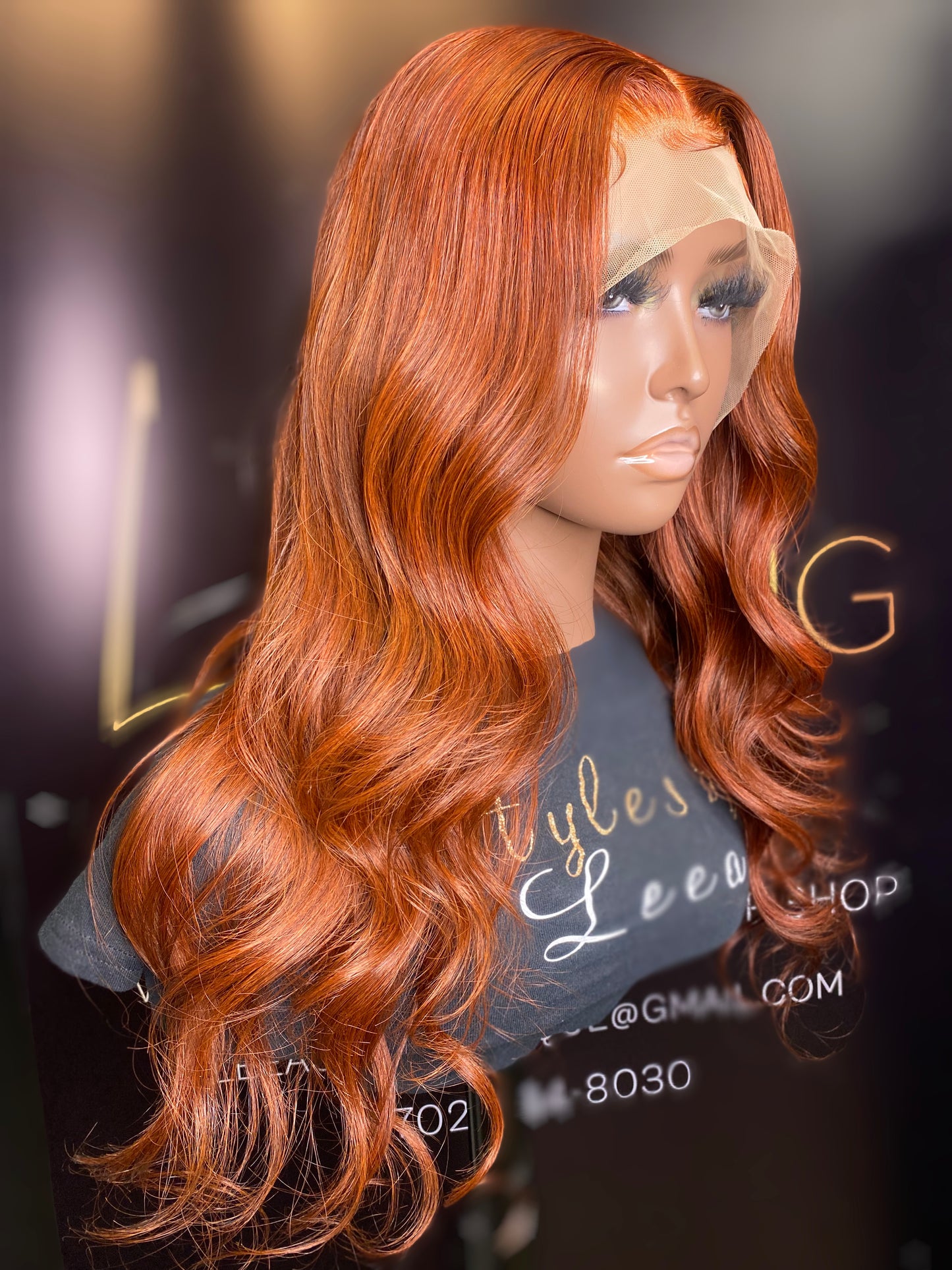 22 INCH DEEP BURNT ORANGE FRONTAL LACE WIG