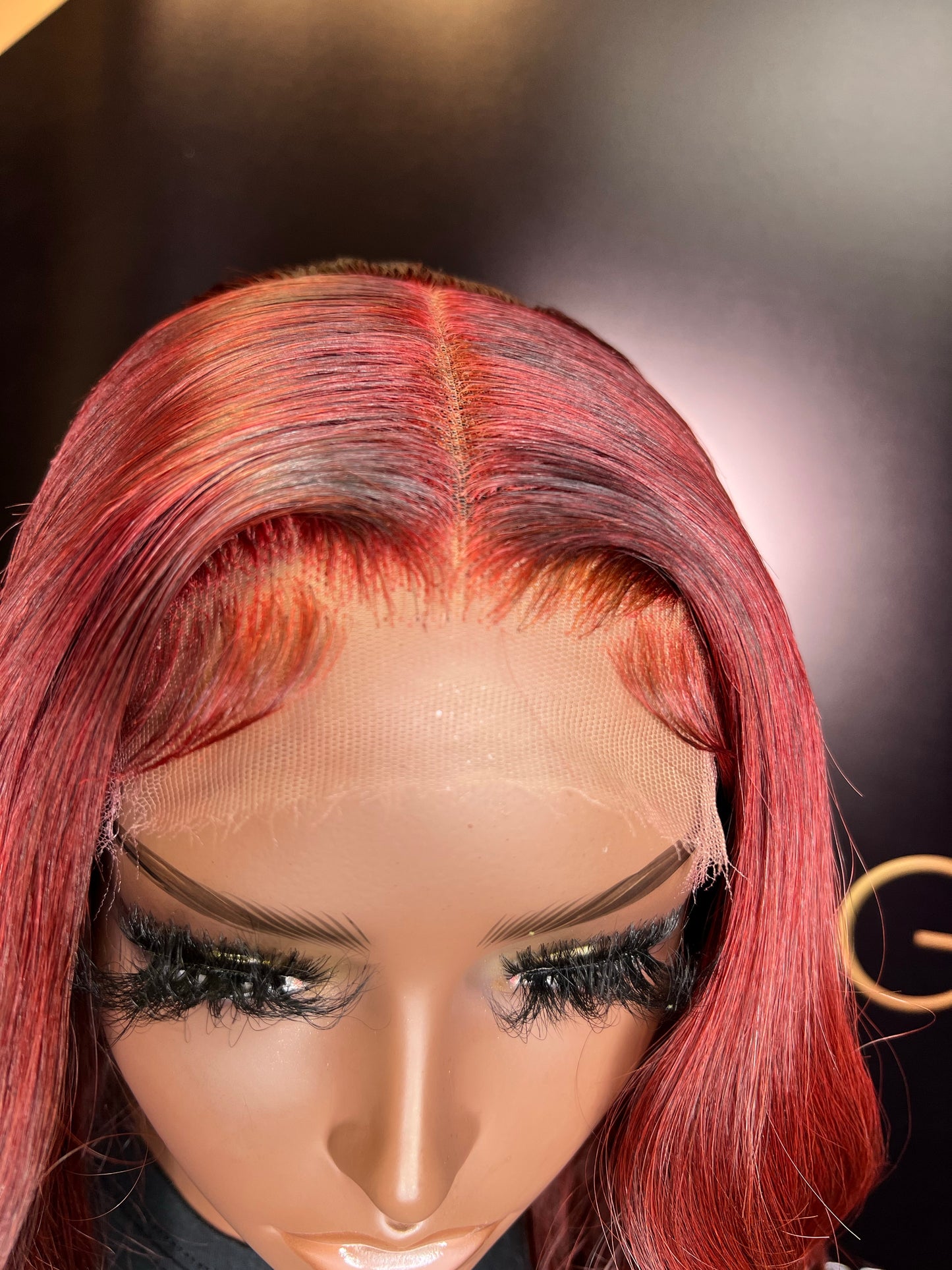 HD 5X5 DEEP BURGUNDY LACE CLOSURE WIG 20 INCH