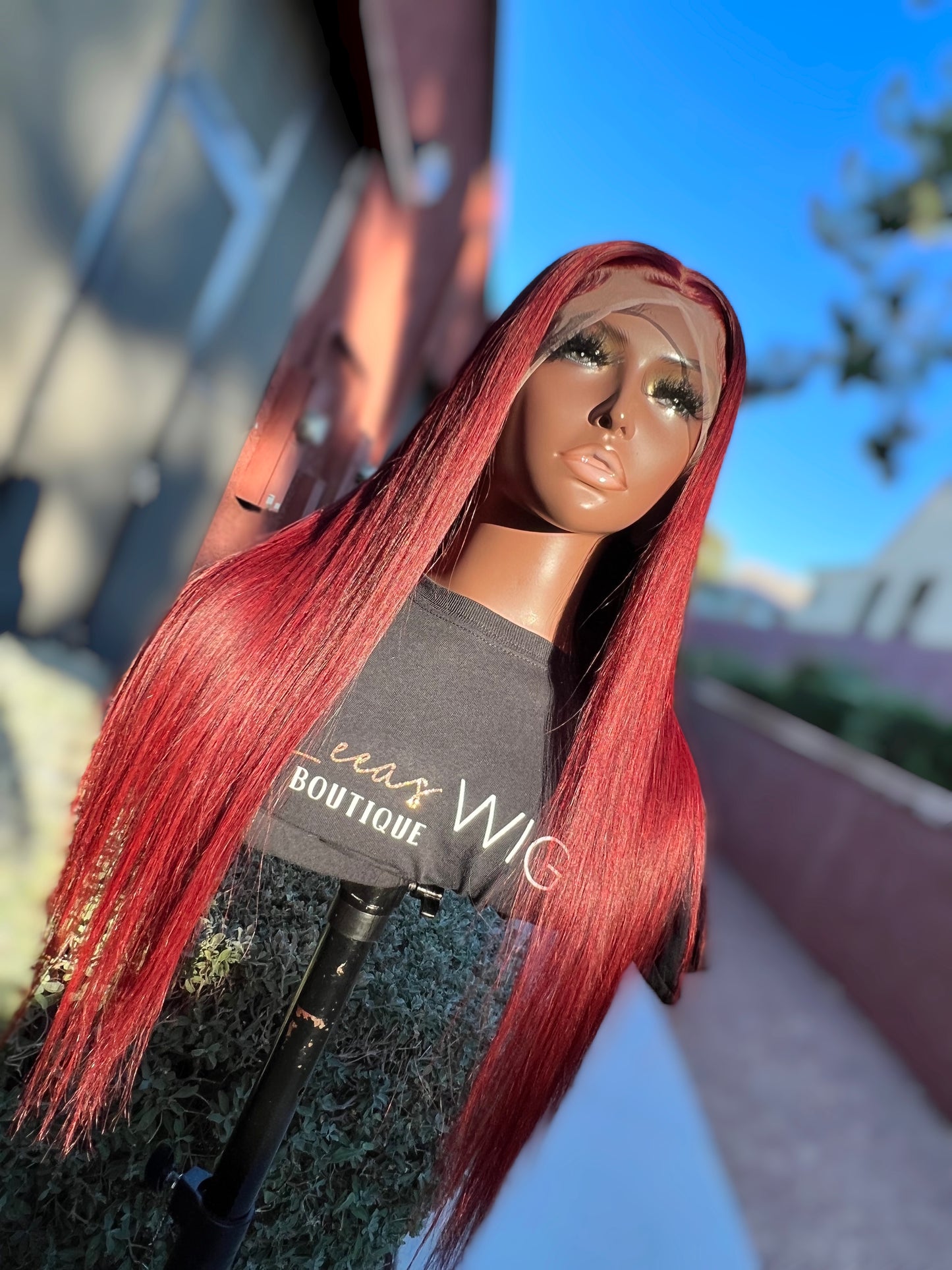 24 INCH LACE FRONTAL WIG BURGUNDY