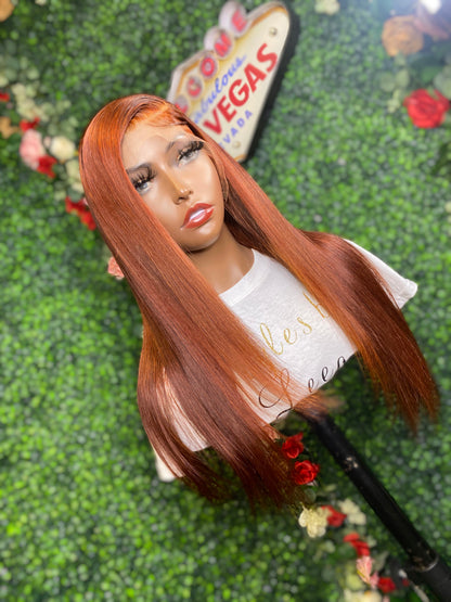 HD LACE FRONTAL WIG BURNT ORANGE 22 Inch
