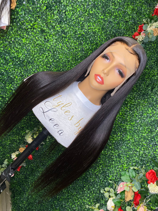 26 INCH NATURAL BLACK FRONTAL WIG