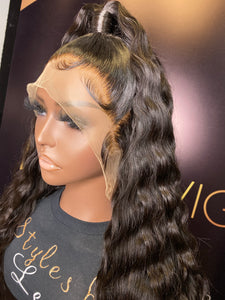 26 INCH FRONTAL HALF UP HALF DOWN LACE WIG NATURAL BLACK