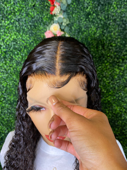 22 INCH FRONTAL LACE EXOTIC CURLY NATURAL BLACK WIG