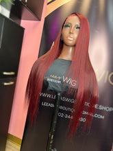 Load image into Gallery viewer, 26 INCH HD DEEP BURGUNDY FRONTAL LACE WIG
