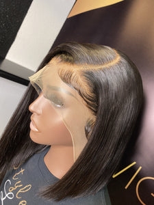 10 INCH FRONTAL ASYMMETRICAL BOB WIG NATURAL BLACK