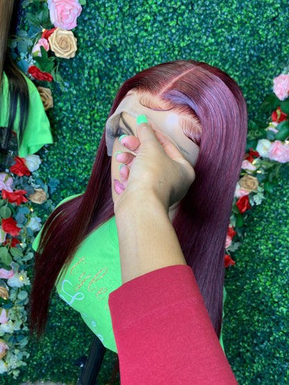 FRONTAL 22 INCH DEEP RED LACE WIG