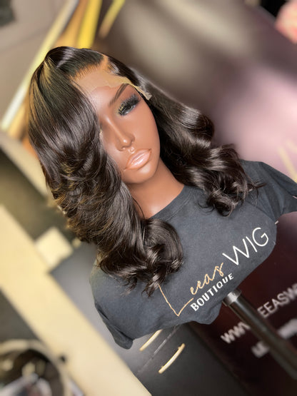 12 INCH 6X6 CLOSURE LAYERED BOB WIG NATURAL BLACK