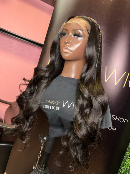 FISHTAIL 26 INCH HD JET BLACK FRONTAL LACE WIG