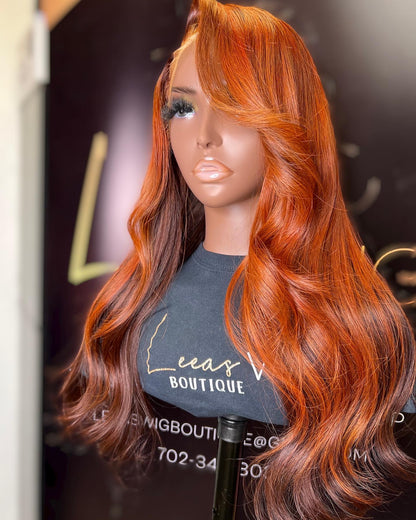 HD LACE FRONTAL WIG BURNT ORANGE 20 inch