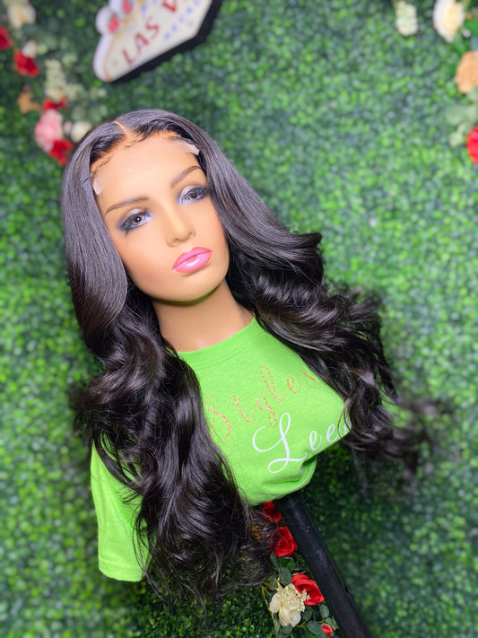 CLOSURE 20” CURLED NATURAL BLACK LACE WIG