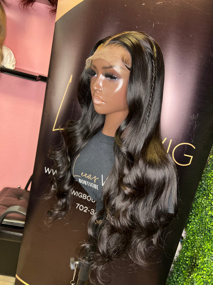 FISHTAIL 26 INCH HD JET BLACK FRONTAL LACE WIG