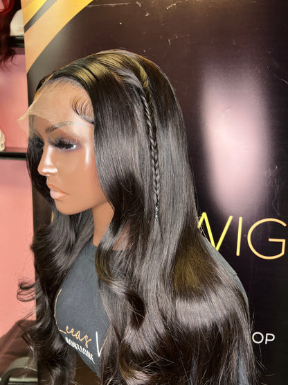 FISHTAIL 26 INCH HD JET BLACK FRONTAL LACE WIG