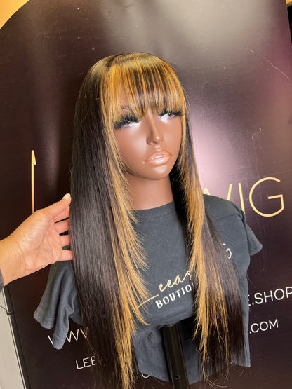 BANG STYLE 4x4 LACE CLOSURE BLONDE/NATURAL BLACK WIG