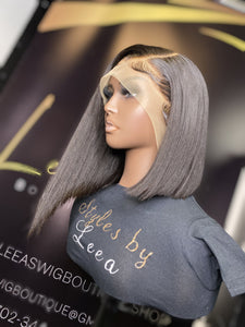 10 INCH FRONTAL ASYMMETRICAL BOB WIG NATURAL BLACK