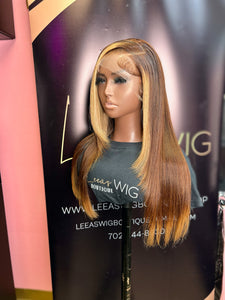 22 INCH HD CHOCOLATE BROWN/BLONDE STRIPE FRONTAL LACE WIG