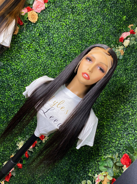 24 INCH FRONTAL LACE NATURAL BLACK WIG