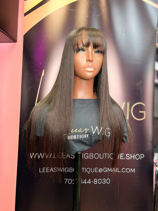 20 INCH BANG CLOSURE 5X5 LACE WIG NATURAL BLACK