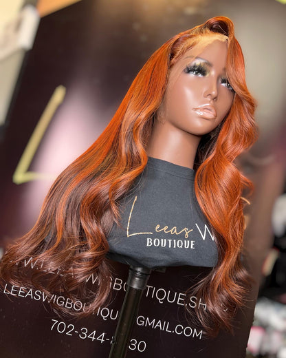 HD LACE FRONTAL WIG BURNT ORANGE 20 inch