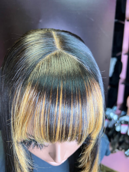 BANG STYLE 4x4 LACE CLOSURE BLONDE/NATURAL BLACK WIG
