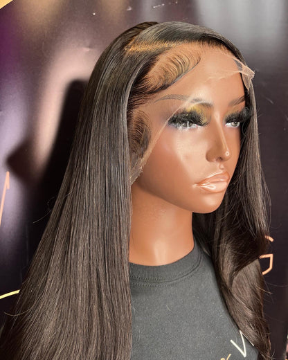 28 INCH HD NATURAL BLACK FRONTAL LACE WIG