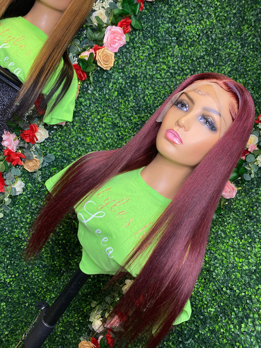 FRONTAL 22 INCH DEEP RED LACE WIG