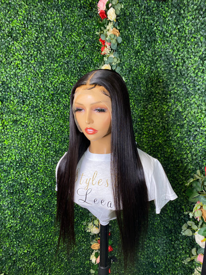 24 INCH FRONTAL LACE NATURAL BLACK WIG