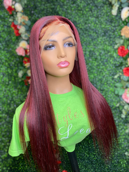 FRONTAL 22 INCH DEEP RED LACE WIG