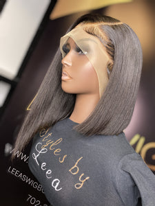 10 INCH FRONTAL ASYMMETRICAL BOB WIG NATURAL BLACK