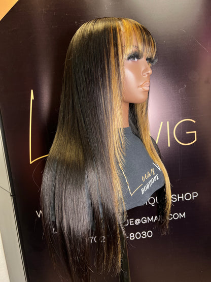 BANG STYLE 4x4 LACE CLOSURE BLONDE/NATURAL BLACK WIG