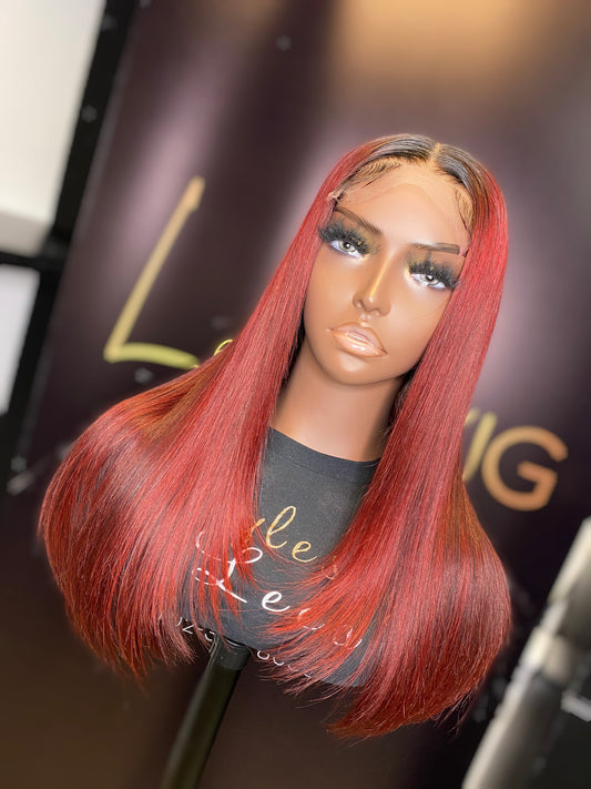 HD 4x4 DEEP RED LACE CLOSURE WIG 20 INCH
