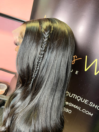 FISHTAIL 26 INCH HD JET BLACK FRONTAL LACE WIG